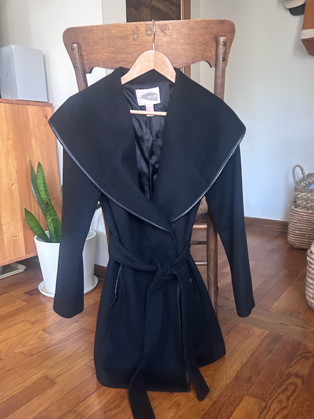 Forever 21 Black Wrap Belted Coat